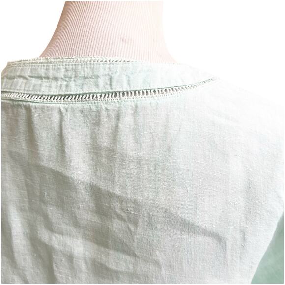 Joie 100% Linen V-Neck Popover Tunic Size Medium Light Teal Minimalist Beachy - Picture 7 of 12